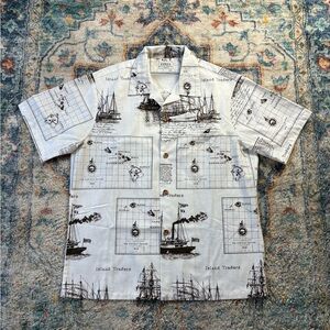 Vintage Hawaiian Sailing All Over Print Button-up Shirt